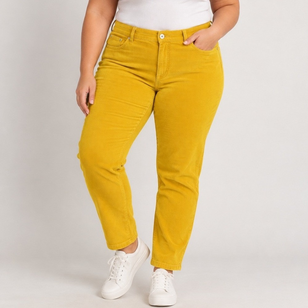 Torrid Bombshell Skinny Corduroy Pants Mustard Yellow 18 High Rise Stretch Fall